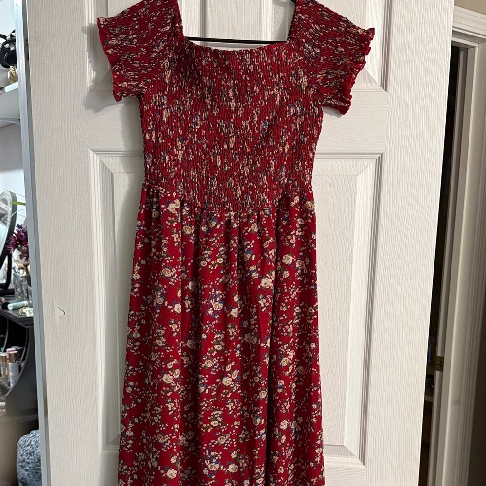 SHEIN Red Floral Dress